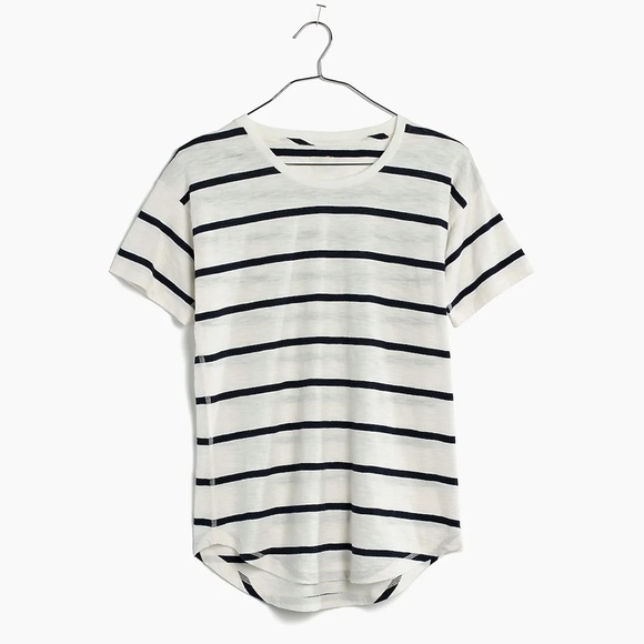 Madewell Whisper Cotton Crew Neck Tee in Creston Stripe - Picture 1 of 4